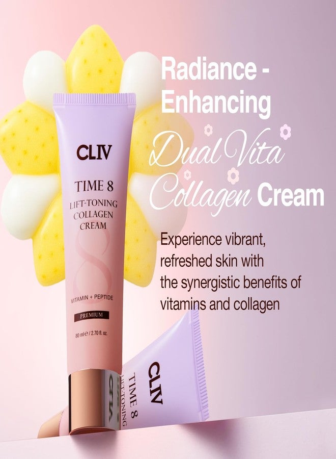 CLIV Time 8 Lift Toning Collagen Cream – Korean Skincare Hydrating Face Moisturizer with Peptides, Niacinamide & Multi-Vitamin Complex – 2.7 fl oz (80ml) - Image 2
